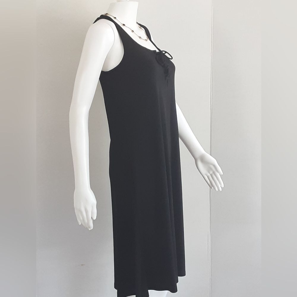 RALPH LAUREN Black Front Corset Lace Up Sleeveless A-Line Knit Dress Sz L